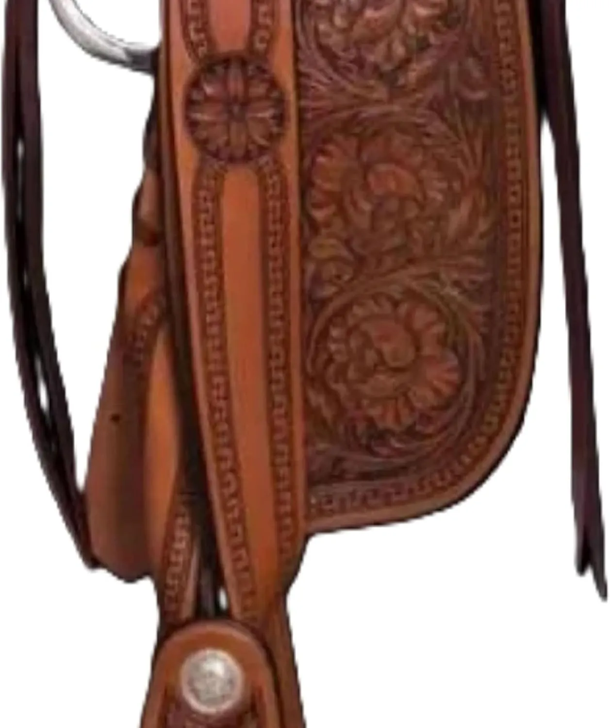 Western Deep Seat Full Carved and Tooled Leather Dark Tan Pleasure Trail Saddle Ranch Work Collection Head Stall Breast Collar, Reins Included Set-All Customization Available