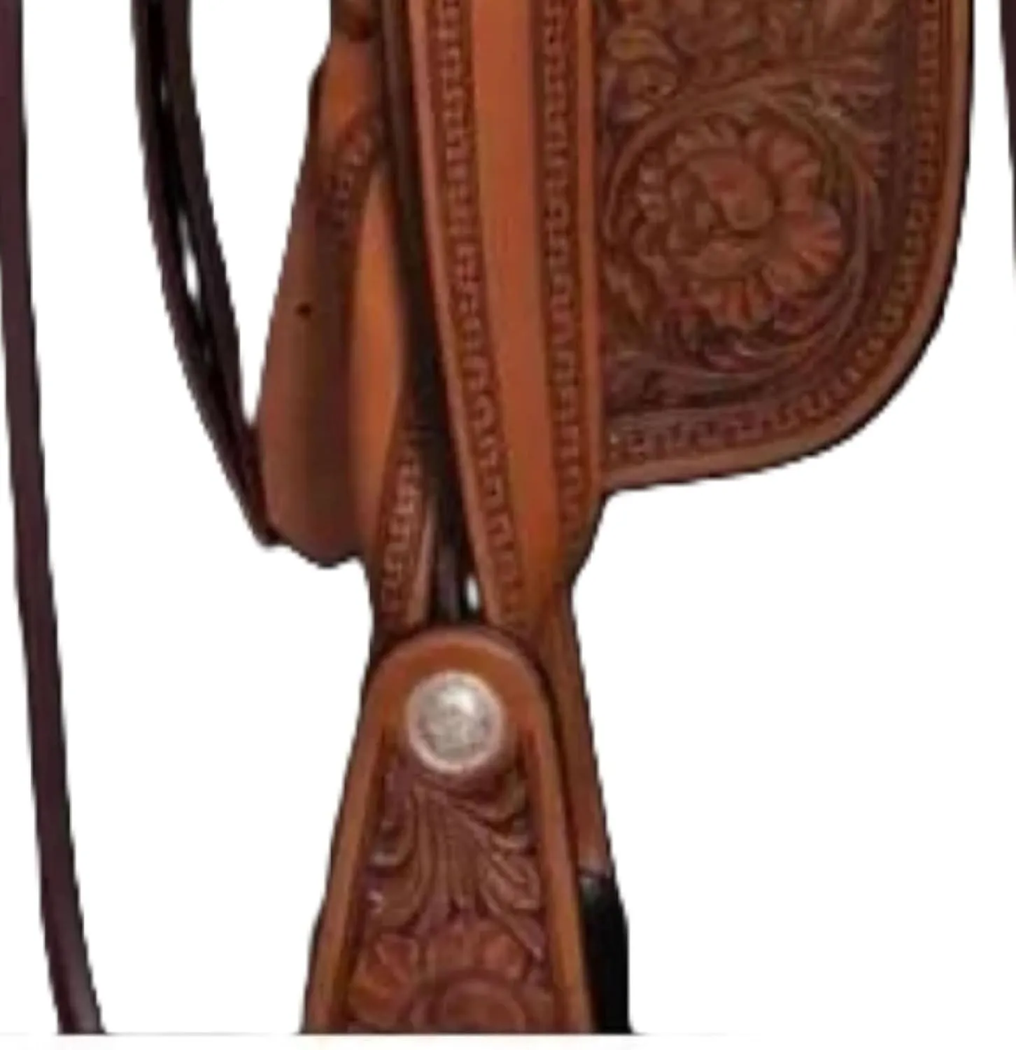 Western Deep Seat Full Carved and Tooled Leather Dark Tan Pleasure Trail Saddle Ranch Work Collection Head Stall Breast Collar, Reins Included Set-All Customization Available
