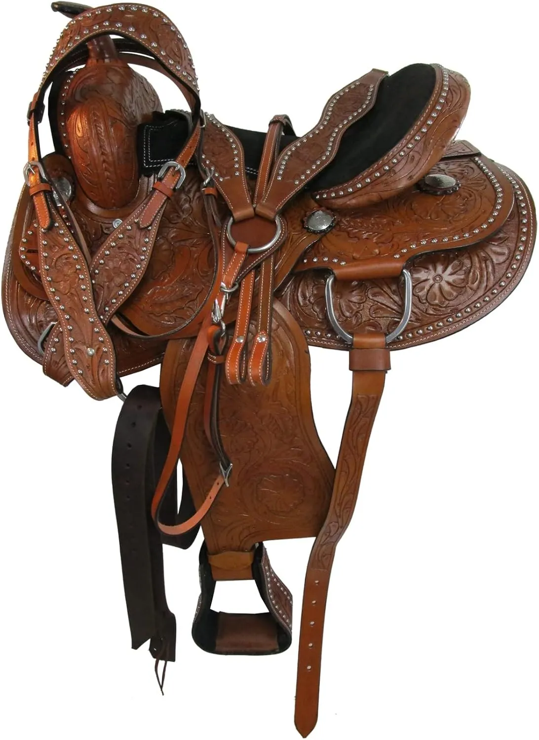Western Horse Saddle Barrel Racing Pleasure Ride Trail Horse Tooled Leather Rodeo Cowboy Saddles 15 16 17 18