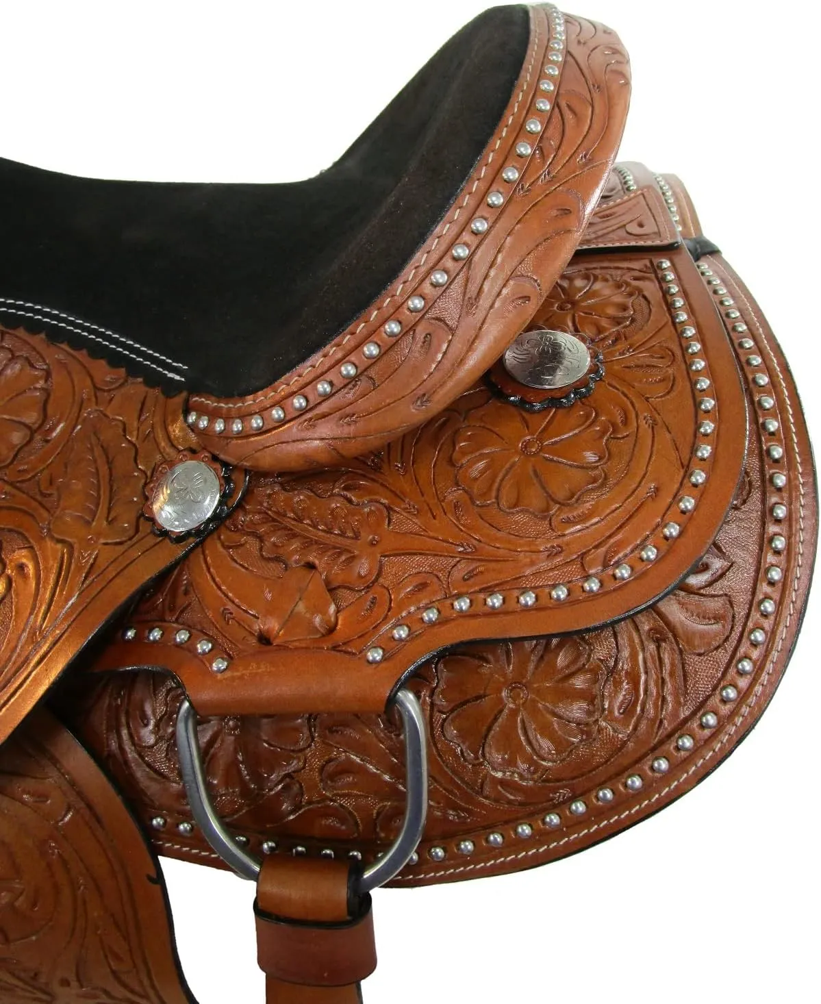 Western Horse Saddle Barrel Racing Pleasure Ride Trail Horse Tooled Leather Rodeo Cowboy Saddles 15 16 17 18