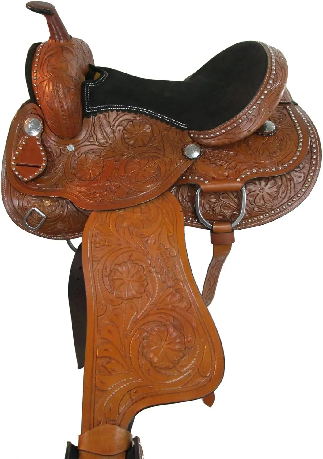 Western Horse Saddle Barrel Racing Pleasure Ride Trail Horse Tooled Leather Rodeo Cowboy Saddles 15 16 17 18