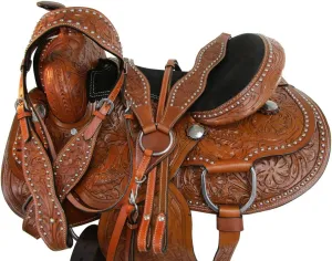 Western Horse Saddle Barrel Racing Pleasure Ride Trail Horse Tooled Leather Rodeo Cowboy Saddles 15 16 17 18