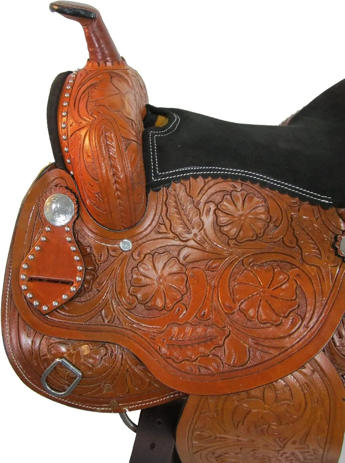 Western Horse Saddle Barrel Racing Pleasure Ride Trail Horse Tooled Leather Rodeo Cowboy Saddles 15 16 17 18