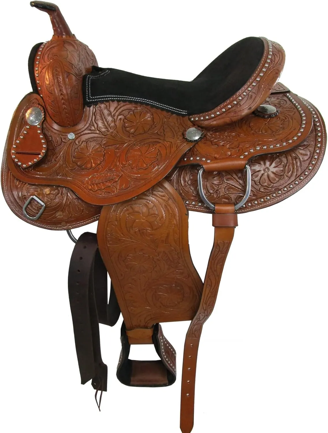 Western Horse Saddle Barrel Racing Pleasure Ride Trail Horse Tooled Leather Rodeo Cowboy Saddles 15 16 17 18