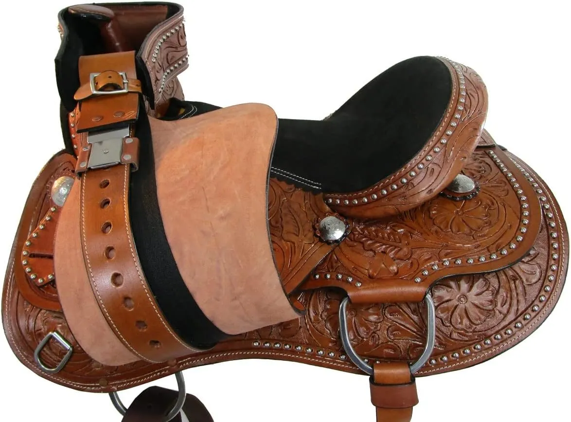 Western Horse Saddle Barrel Racing Pleasure Ride Trail Horse Tooled Leather Rodeo Cowboy Saddles 15 16 17 18