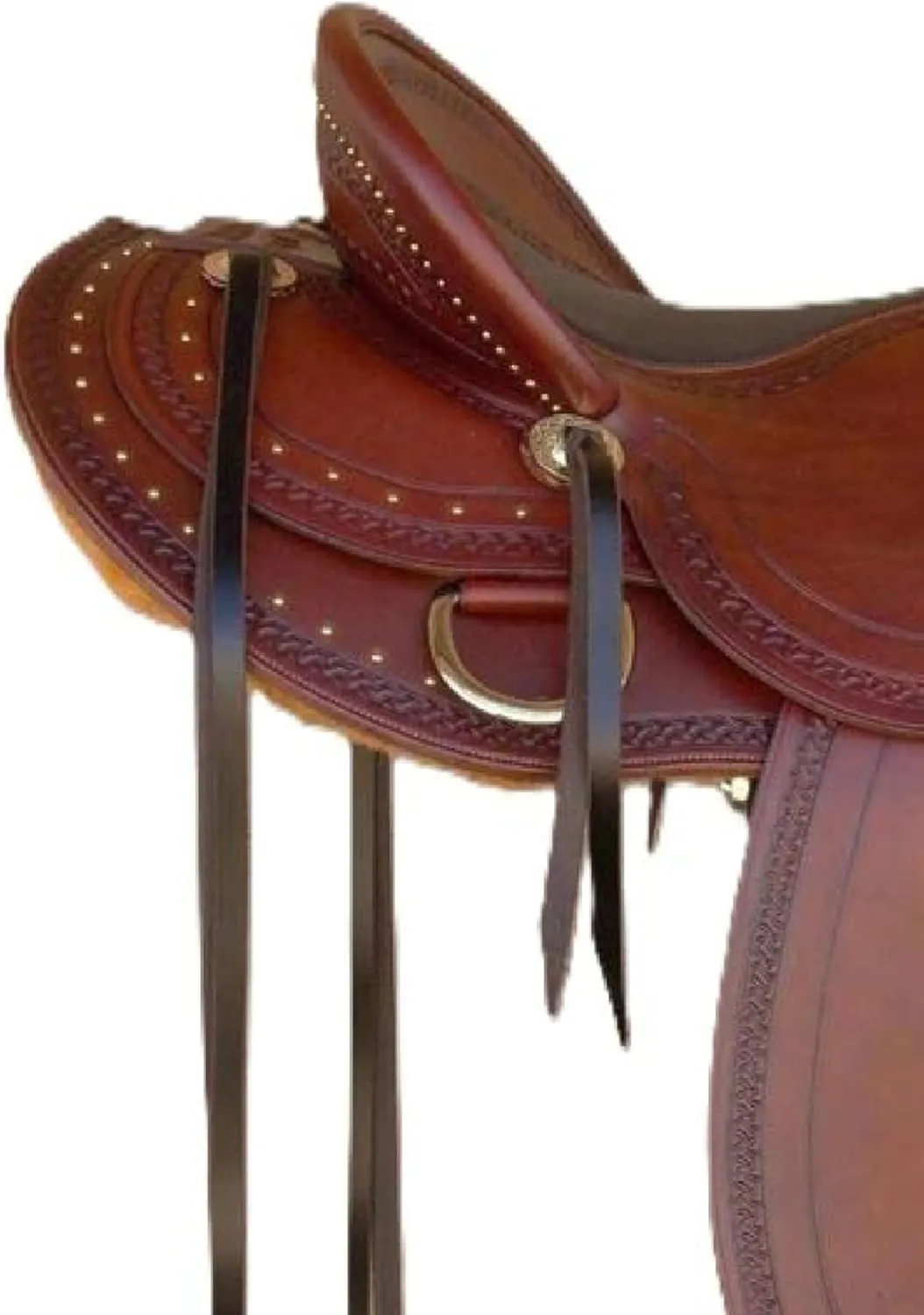 Western Hot Seat Barrel Racing Horse Saddle Trail Tooled Carved Leather Equestrian with Free Complete Set Headstall and Breast Collar/All Customization Available