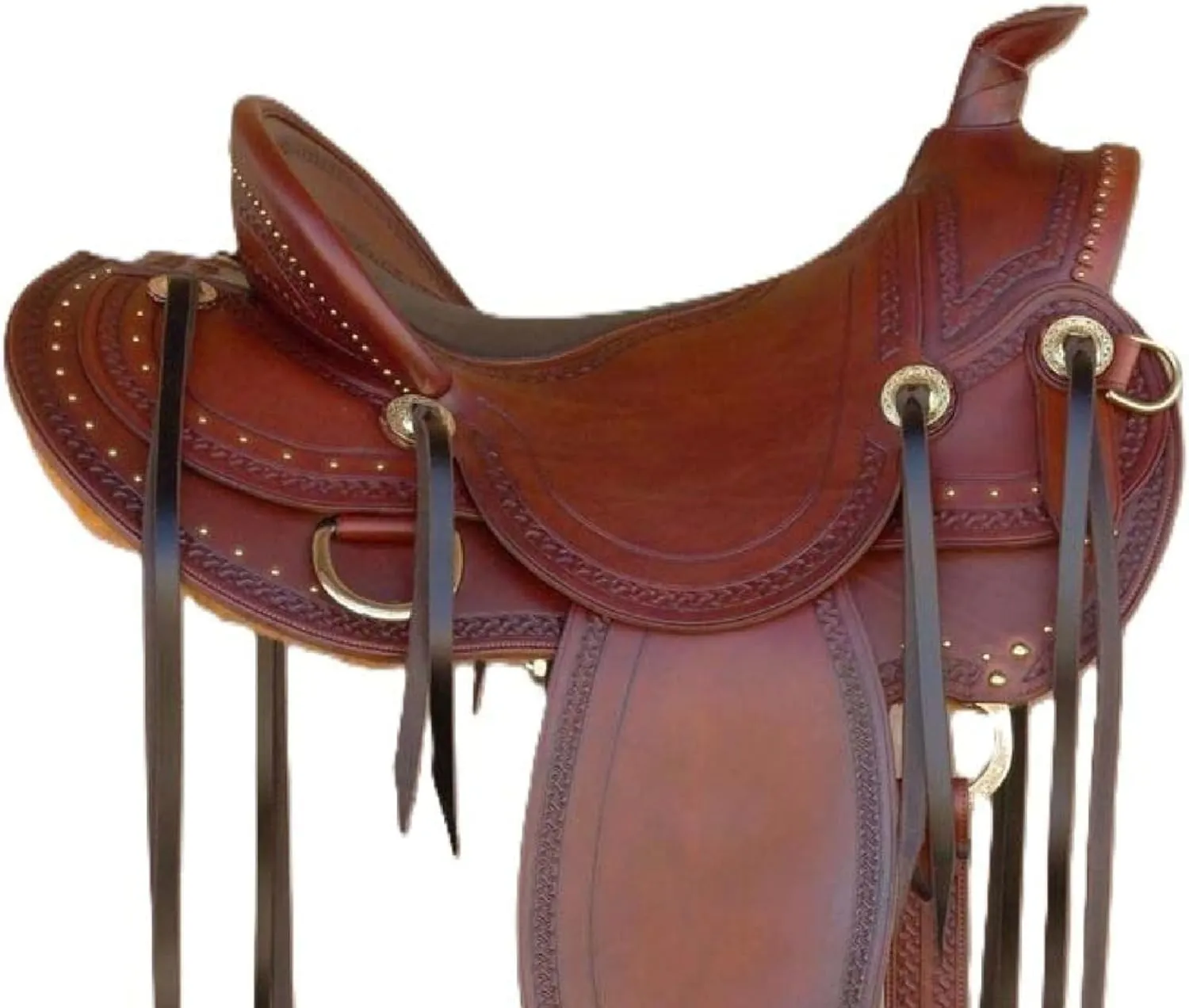 Western Hot Seat Barrel Racing Horse Saddle Trail Tooled Carved Leather Equestrian with Free Complete Set Headstall and Breast Collar/All Customization Available