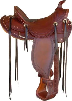Western Hot Seat Barrel Racing Horse Saddle Trail Tooled Carved Leather Equestrian with Free Complete Set Headstall and Breast Collar/All Customization Available