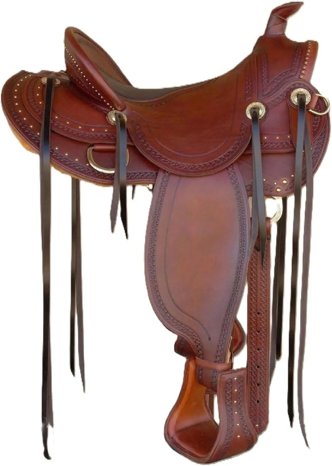 Western Hot Seat Barrel Racing Horse Saddle Trail Tooled Carved Leather Equestrian with Free Complete Set Headstall and Breast Collar/All Customization Available