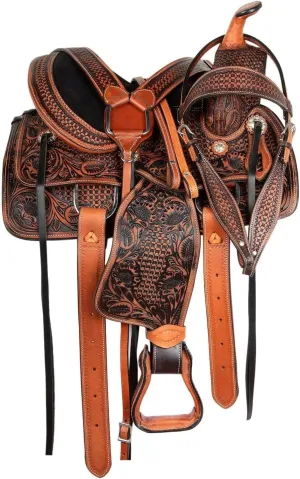 Western Leather Horse Saddle Comfy Horse Seat Ranch Roping Saddle Tree Trail Racing Comfort Barrel Tack Size 10 to 18 Inch Seat
