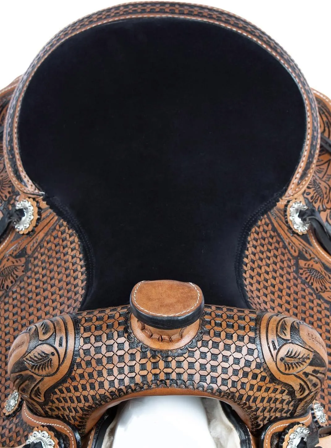 Western Leather Horse Saddle Comfy Horse Seat Ranch Roping Saddle Tree Trail Racing Comfort Barrel Tack Size 10 to 18 Inch Seat