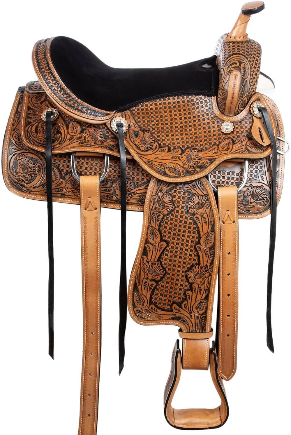 Western Leather Horse Saddle Comfy Horse Seat Ranch Roping Saddle Tree Trail Racing Comfort Barrel Tack Size 10 to 18 Inch Seat