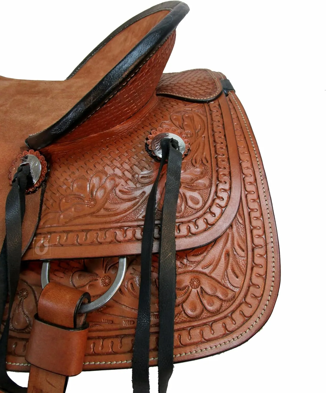Western Saddle Pleasure Trail Ranch Barrel Racing Horse Ride Tooled Leather Cowboy Rodeo Hard SEAT Saddles 15 16 17 18 FQHB