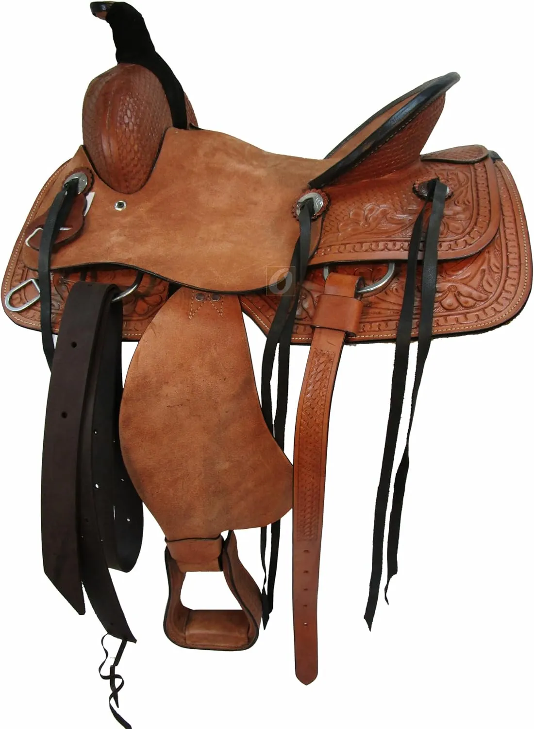 Western Saddle Pleasure Trail Ranch Barrel Racing Horse Ride Tooled Leather Cowboy Rodeo Hard SEAT Saddles 15 16 17 18 FQHB