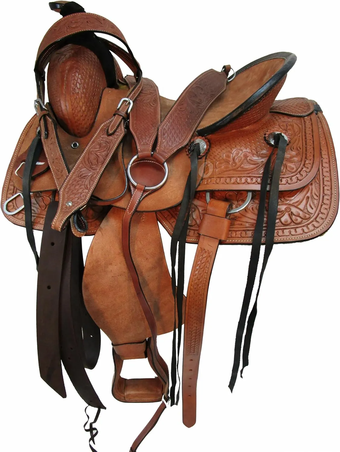 Western Saddle Pleasure Trail Ranch Barrel Racing Horse Ride Tooled Leather Cowboy Rodeo Hard SEAT Saddles 15 16 17 18 FQHB