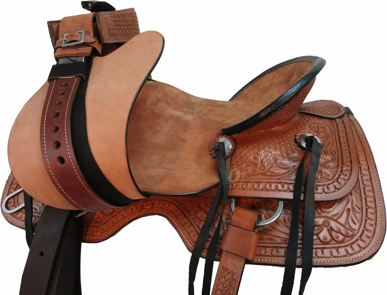 Western Saddle Pleasure Trail Ranch Barrel Racing Horse Ride Tooled Leather Cowboy Rodeo Hard SEAT Saddles 15 16 17 18 FQHB