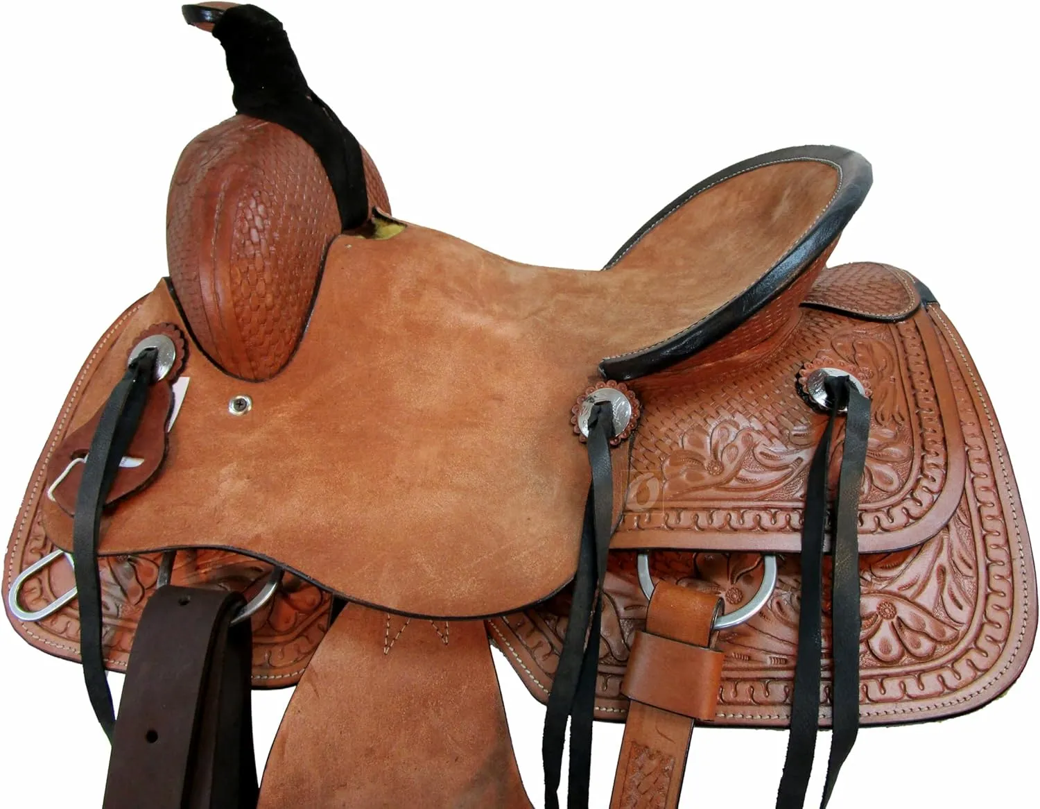 Western Saddle Pleasure Trail Ranch Barrel Racing Horse Ride Tooled Leather Cowboy Rodeo Hard SEAT Saddles 15 16 17 18 FQHB