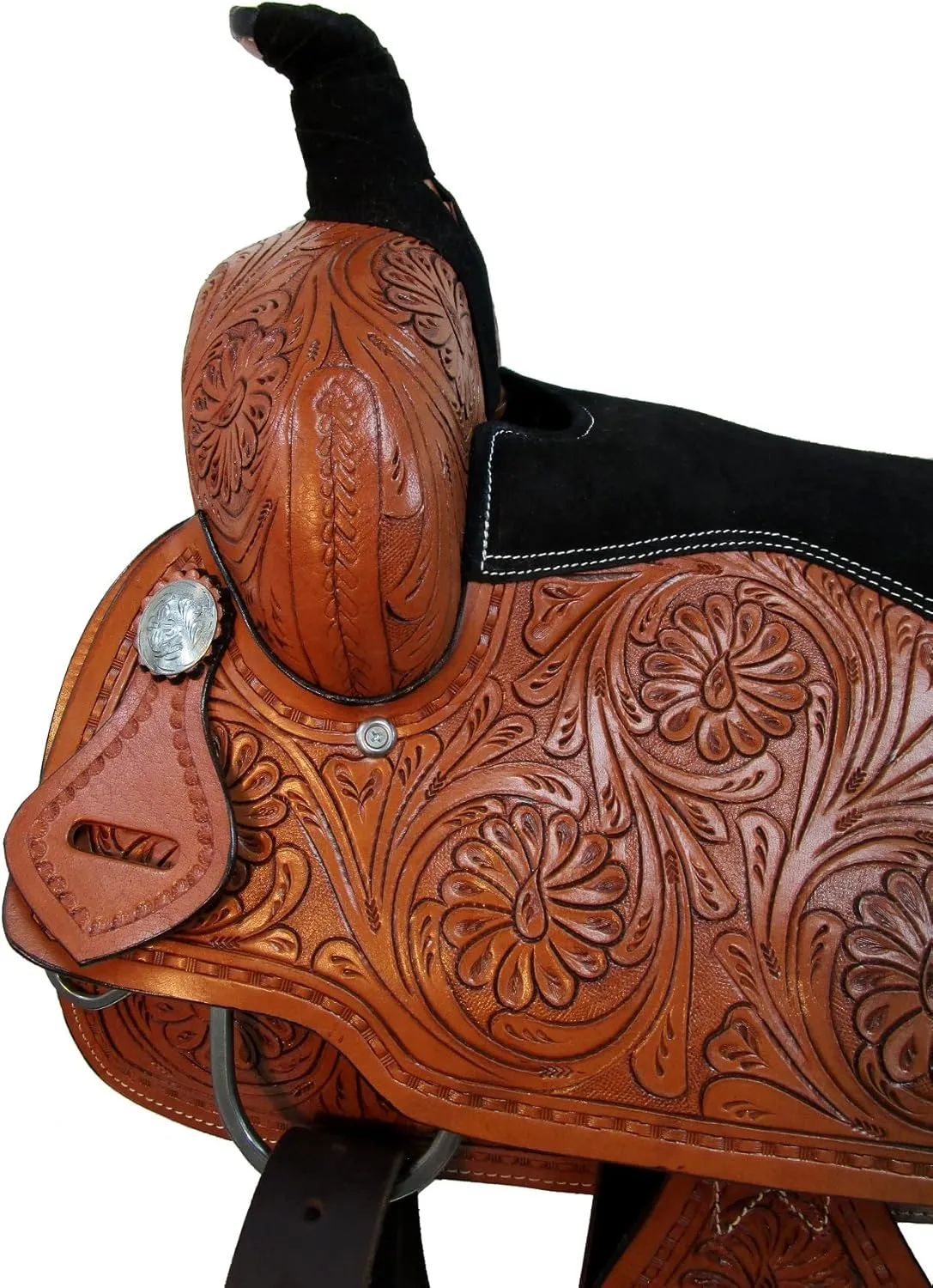 Western Trail Saddle Horse Pleasure Comfortable Ride Tooled Leather Rodeo Cowboy Saddles 15 16 17 18 FQHB