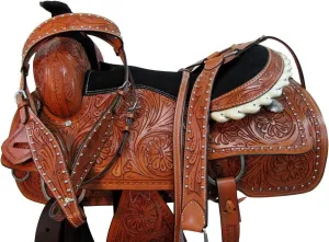 Western Trail Saddle Horse Pleasure Comfortable Ride Tooled Leather Rodeo Cowboy Saddles 15 16 17 18 FQHB