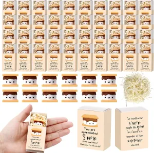 Wettarn 50 Sets S'More Appreciation Gifts Bulk Marshmallow with Box Party Favors Graduation Smore End of The School Year Thank You Gift for Teacher Employee Nurse Coworkers Staff Team Students Group