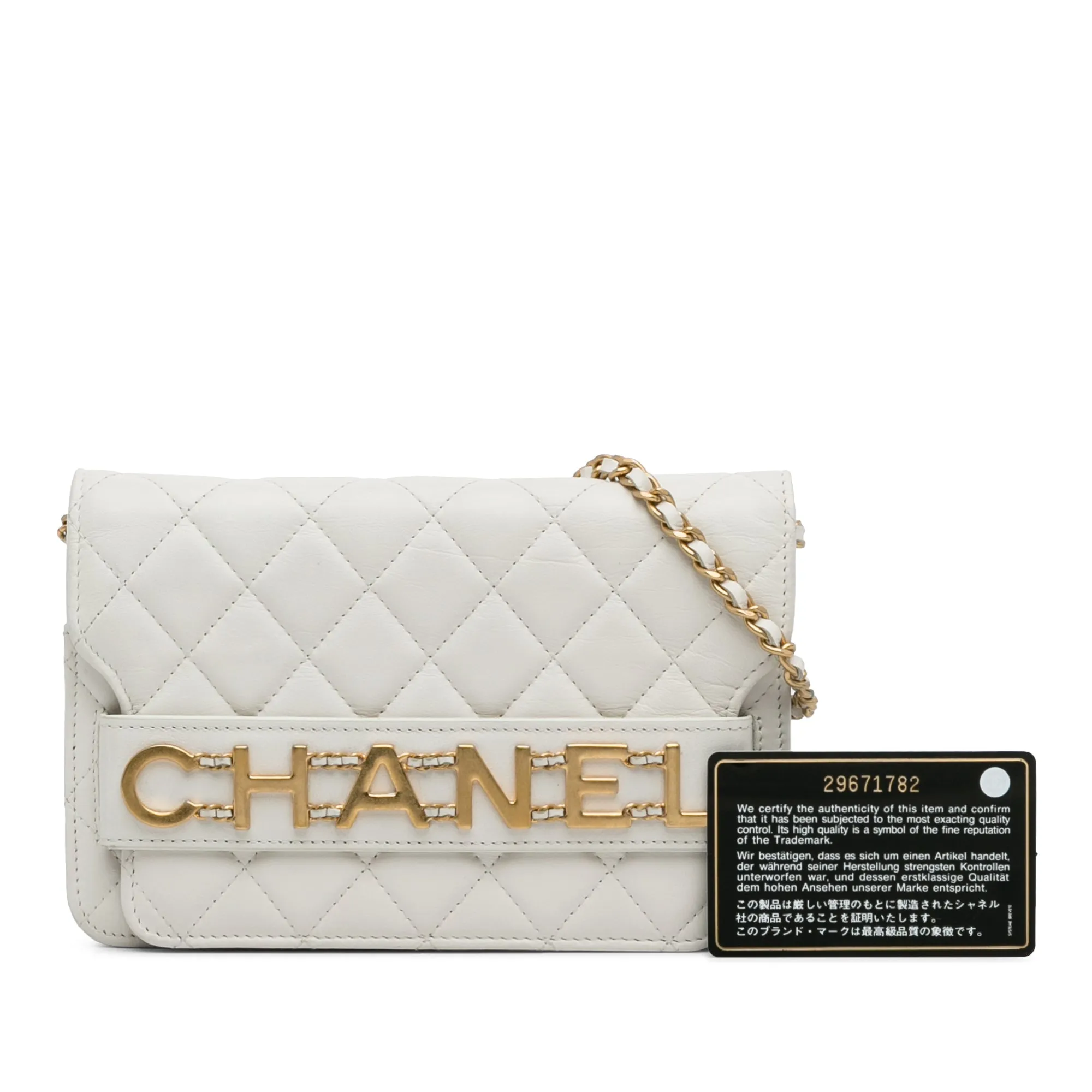 White Chanel Enchained Flap Wallet on Chain Crossbody Bag