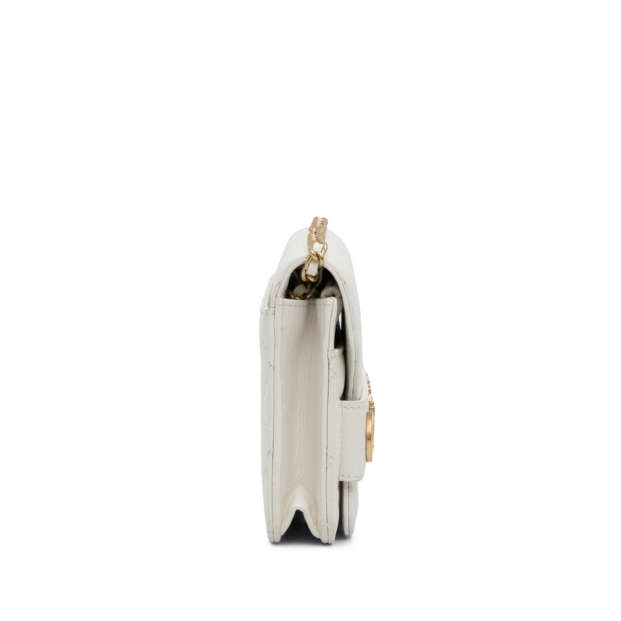 White Chanel Enchained Flap Wallet on Chain Crossbody Bag