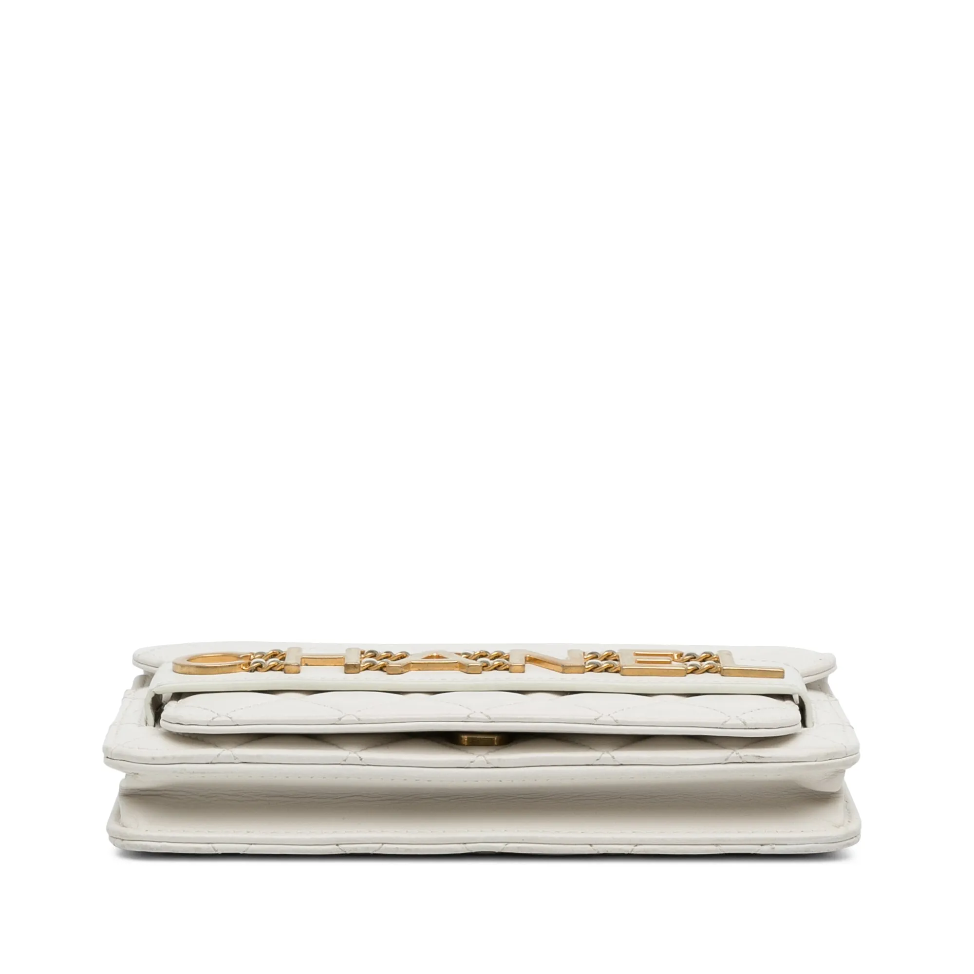 White Chanel Enchained Flap Wallet on Chain Crossbody Bag