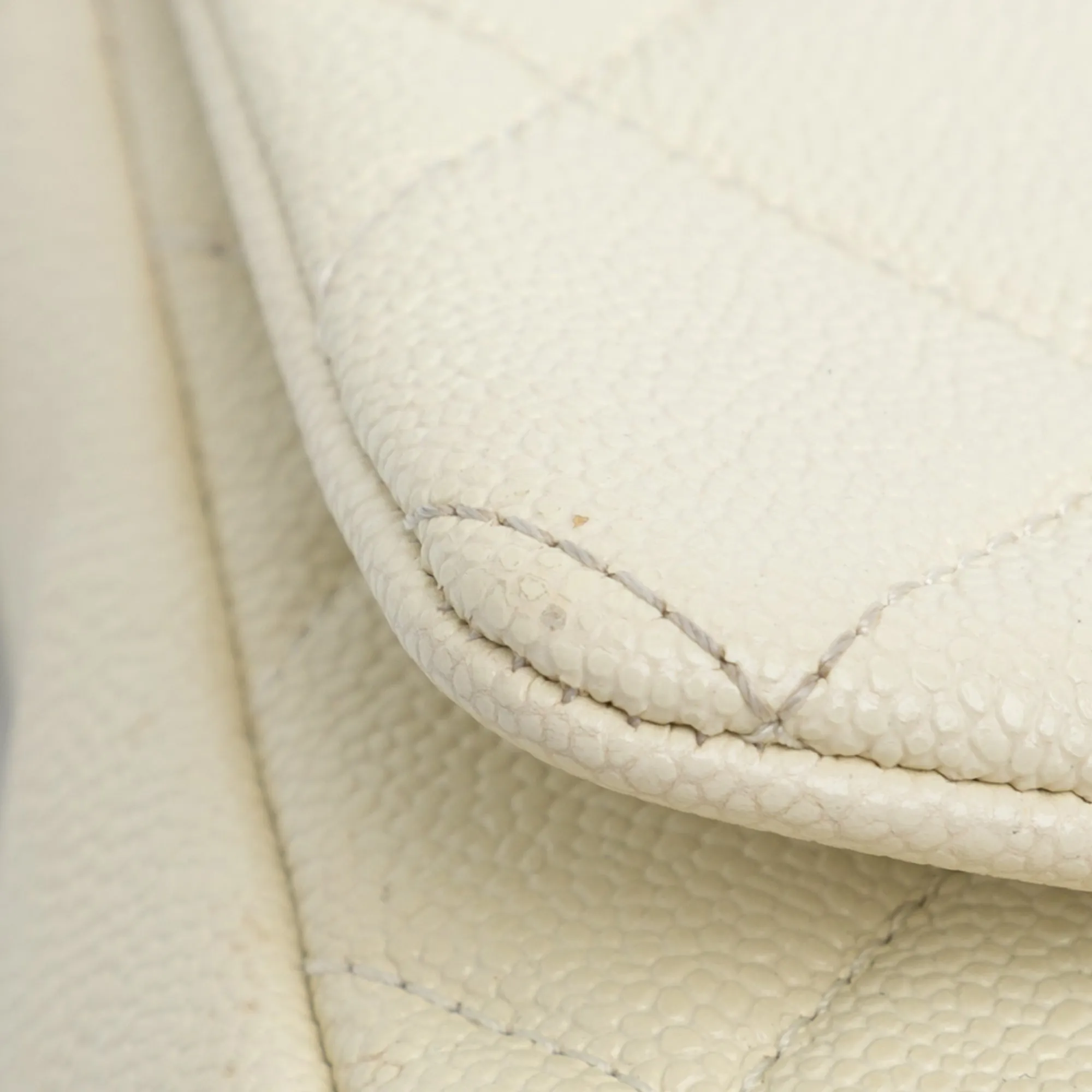 White Chanel Small Quilted Caviar Chain Melody Flap Crossbody Bag