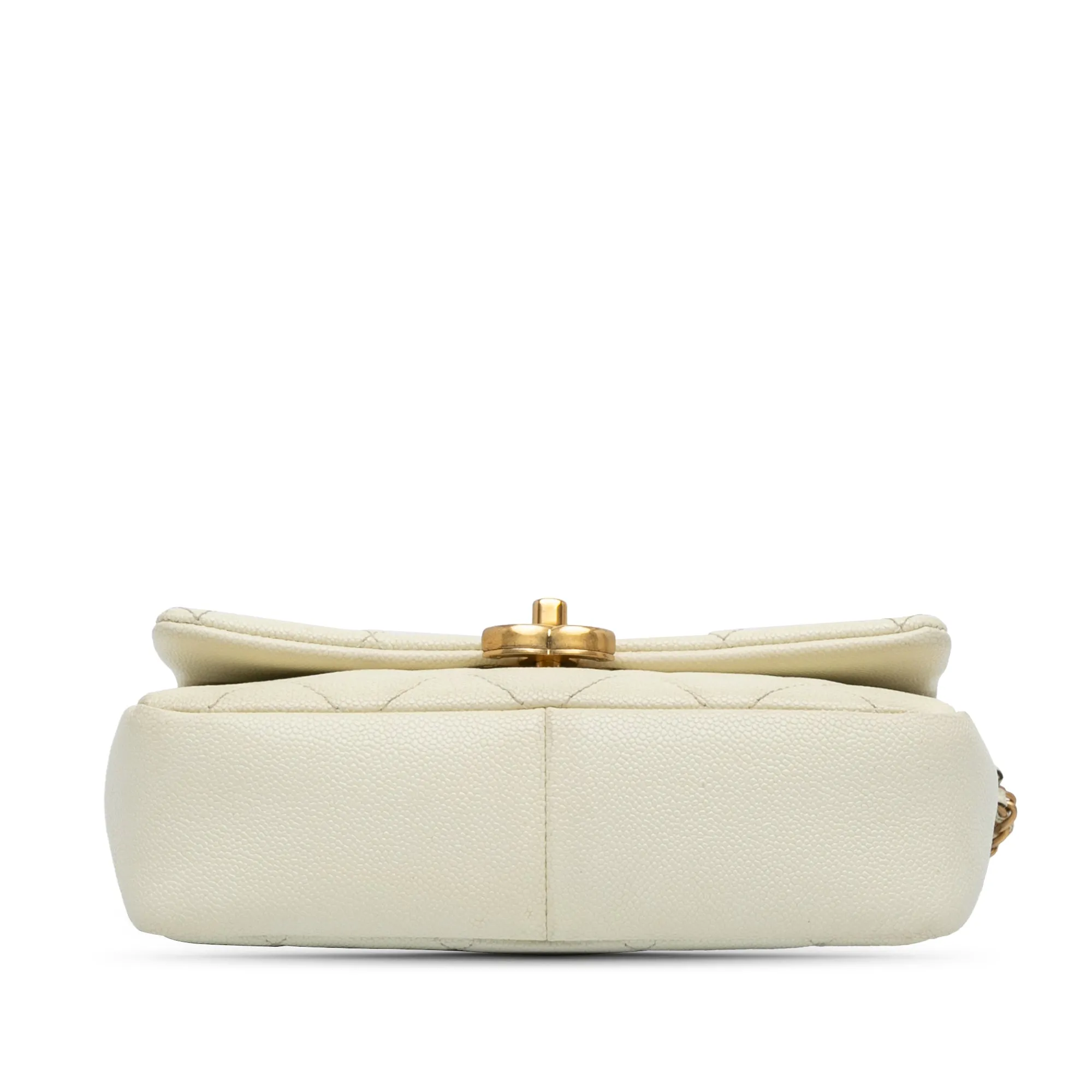 White Chanel Small Quilted Caviar Chain Melody Flap Crossbody Bag