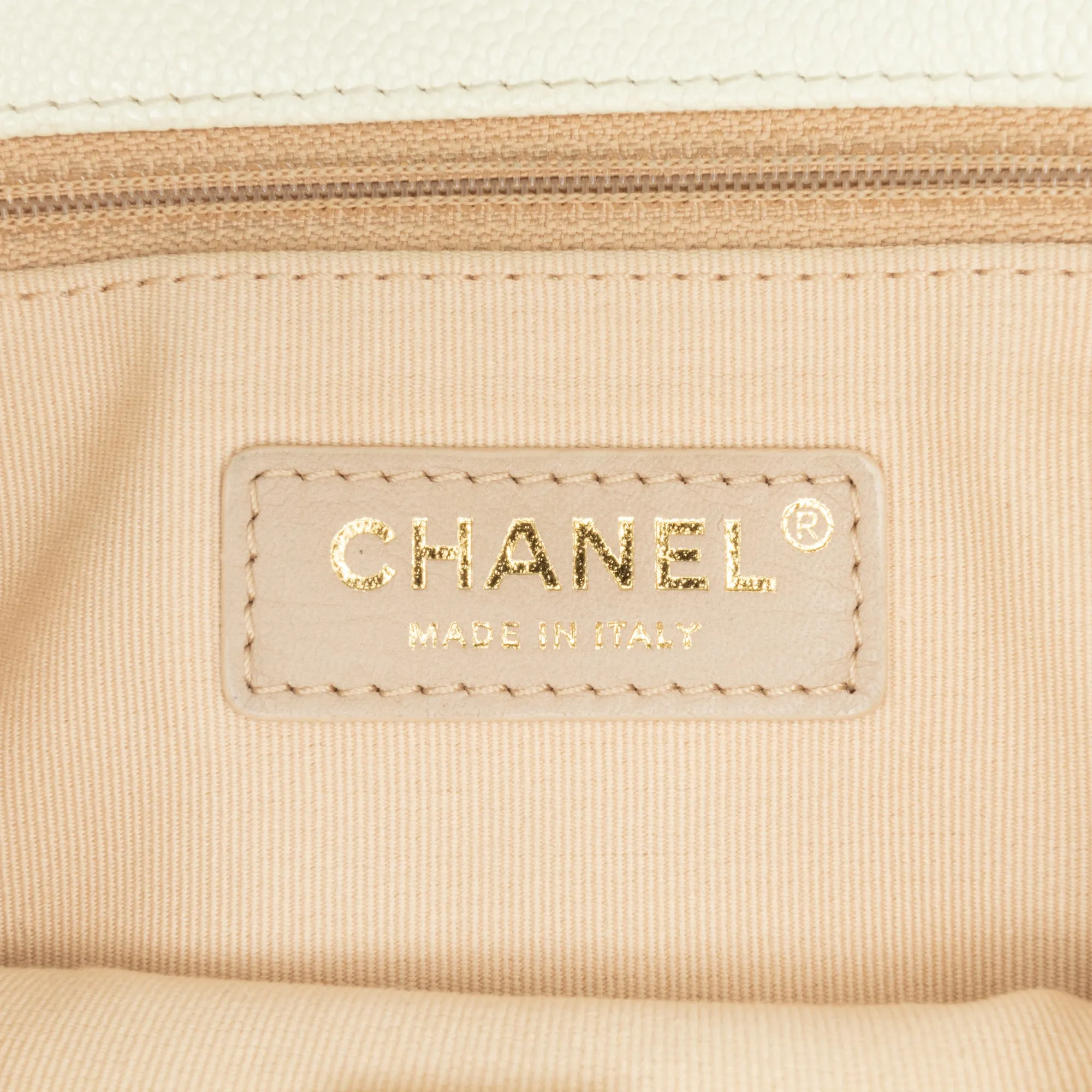 White Chanel Small Quilted Caviar Chain Melody Flap Crossbody Bag