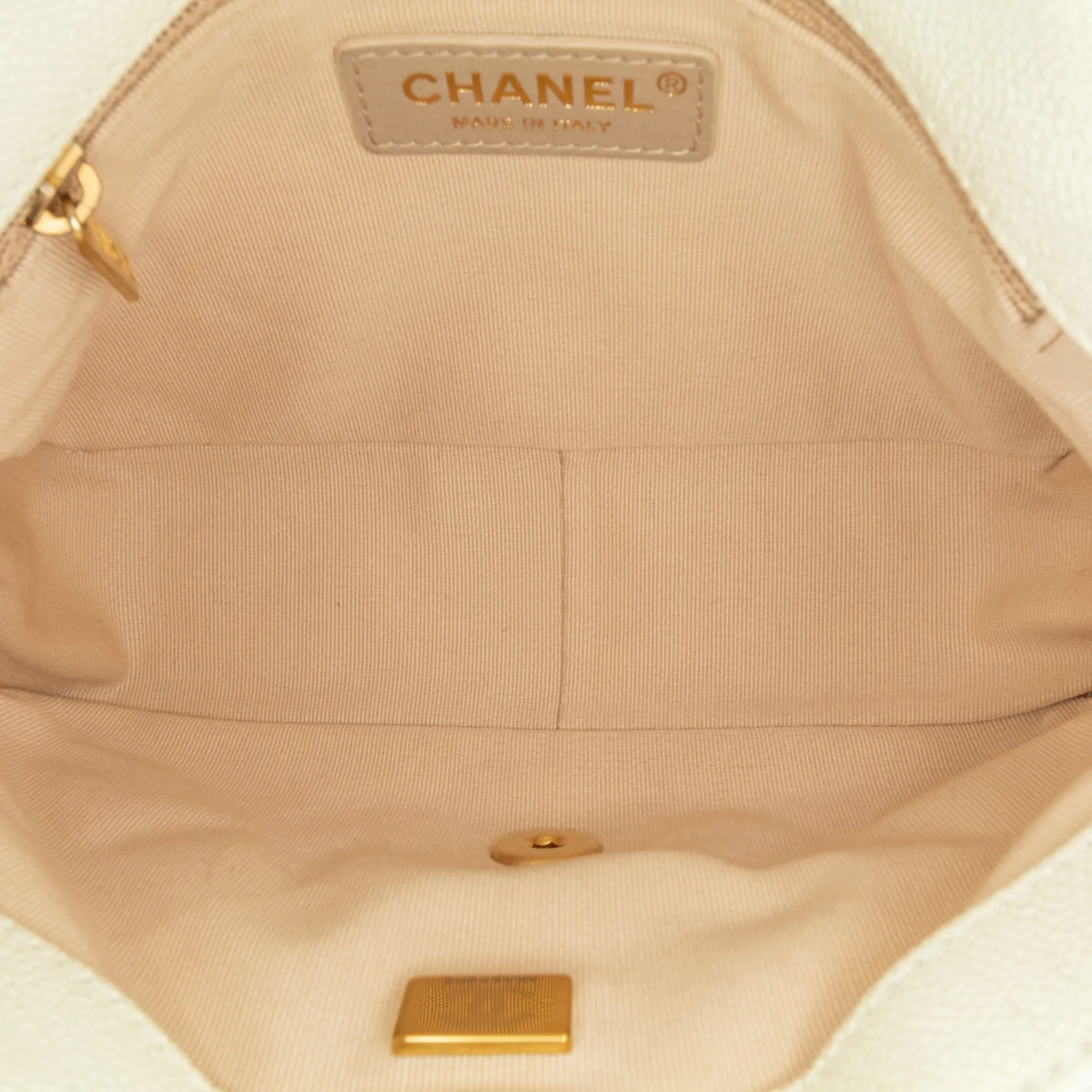 White Chanel Small Quilted Caviar Chain Melody Flap Crossbody Bag
