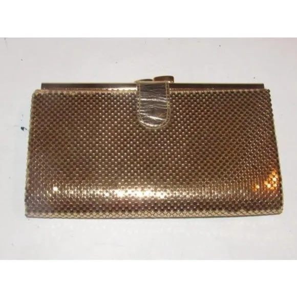 Whiting And Davis Vintage Gold Mirrored Mesh Chainmaille Designer Purse