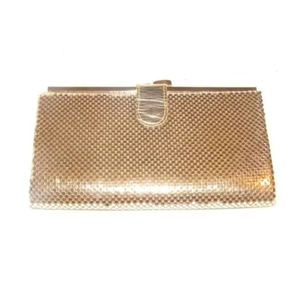 Whiting And Davis Vintage Gold Mirrored Mesh Chainmaille Designer Purse