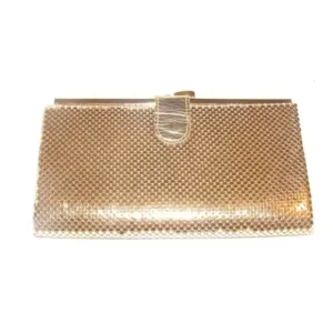 Whiting And Davis Vintage Gold Mirrored Mesh Chainmaille Designer Purse