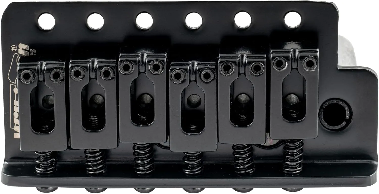 Wilkinson M Series 54mm (2-1/8 inch) String Spacing 6-Screw Modern Style Saddle Guitar Tremolo Bridge with Push-In Arm 36mm Block for Strat Style Electric Guitar, Black