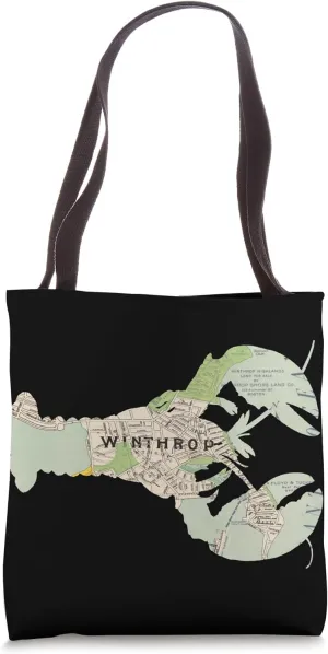 Winthrop MA Lobster Map Silhouette Tote Bag