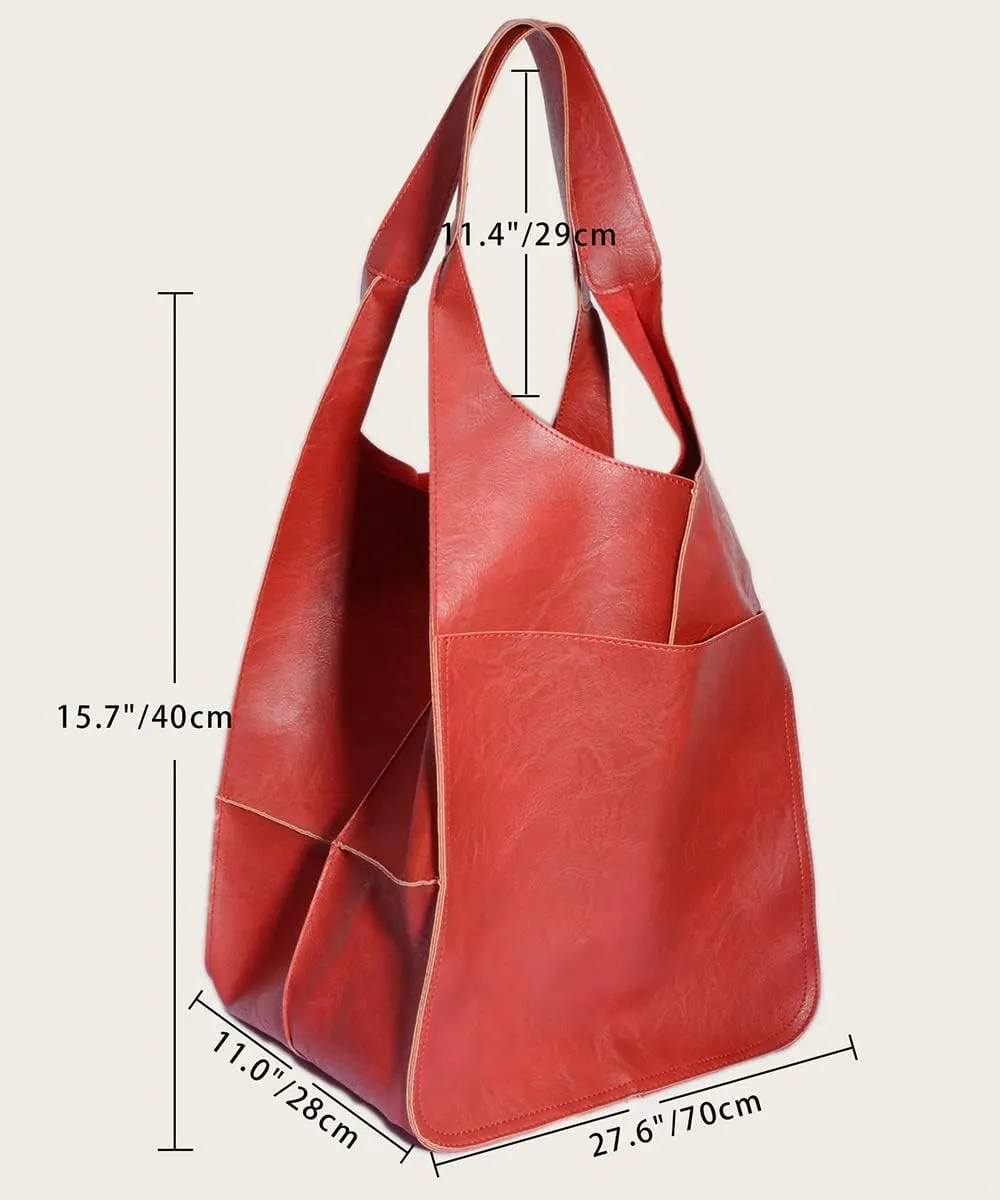 Women Big Hobo Handbag Leather Shoulder Bag Work Large Capacity Tote Purses
