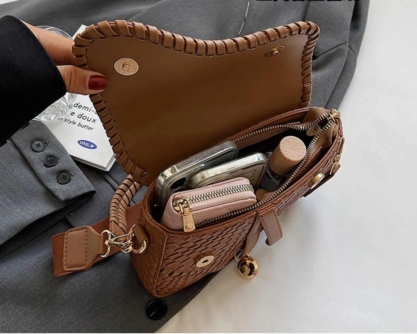 Women Cow Print Saddle Shoulder Bag Clutch Purse Underarm Handbag Satchel Zipper Crossbody Bag