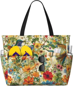 Women Large Beach Bag Travel Weekender Foldable Tote Bag for Pool Beach Vacation Gym