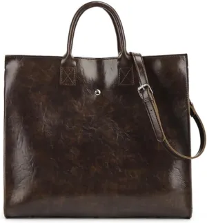 Women Large Capacity Tote Bags Vintage Genuine Leather Purses Handbags Ladies Commuter Bag Crossbody Bag