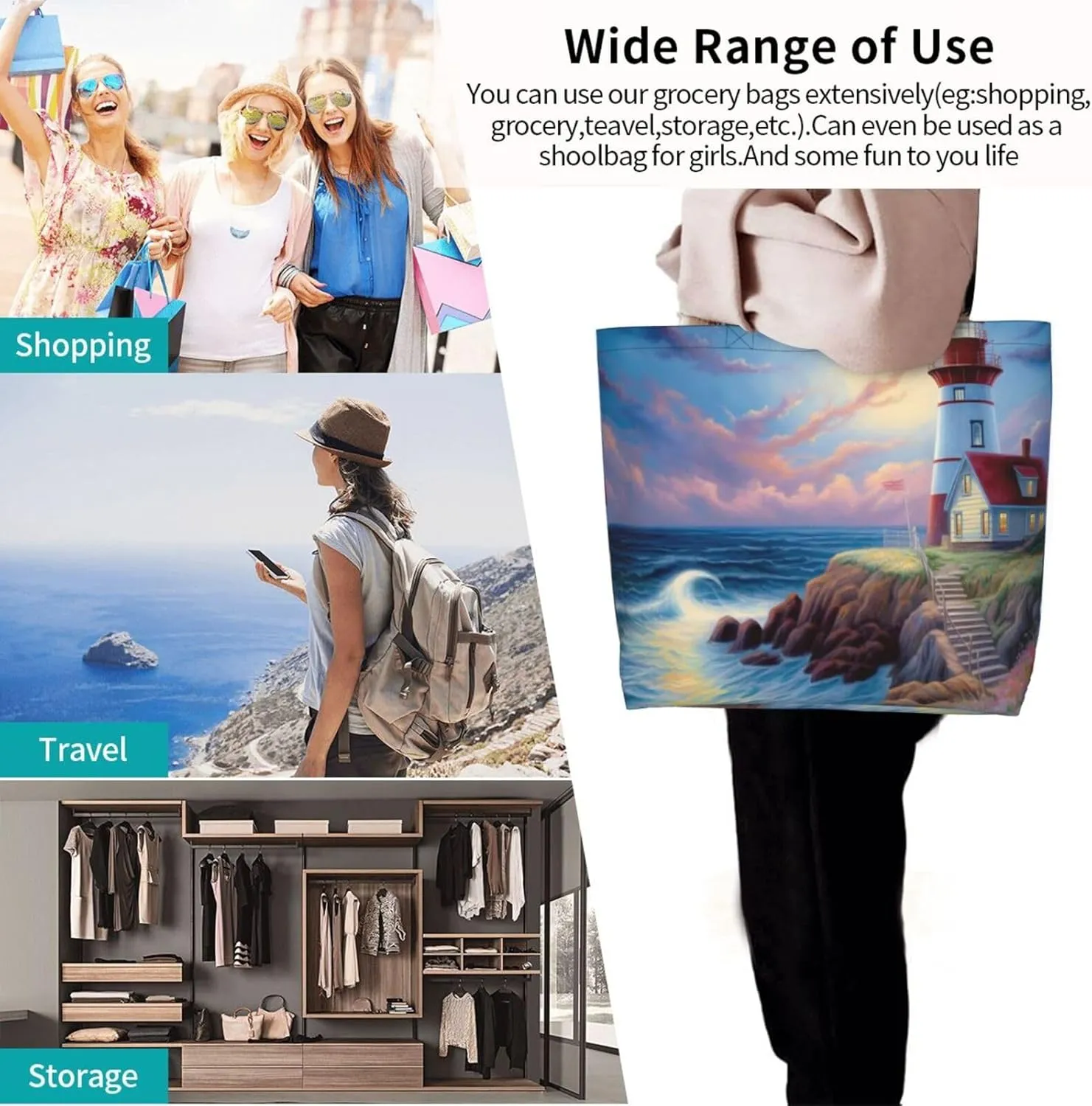 Women Printed Cross Body Bag Many Foxes Casual Handbag Shopping Bag