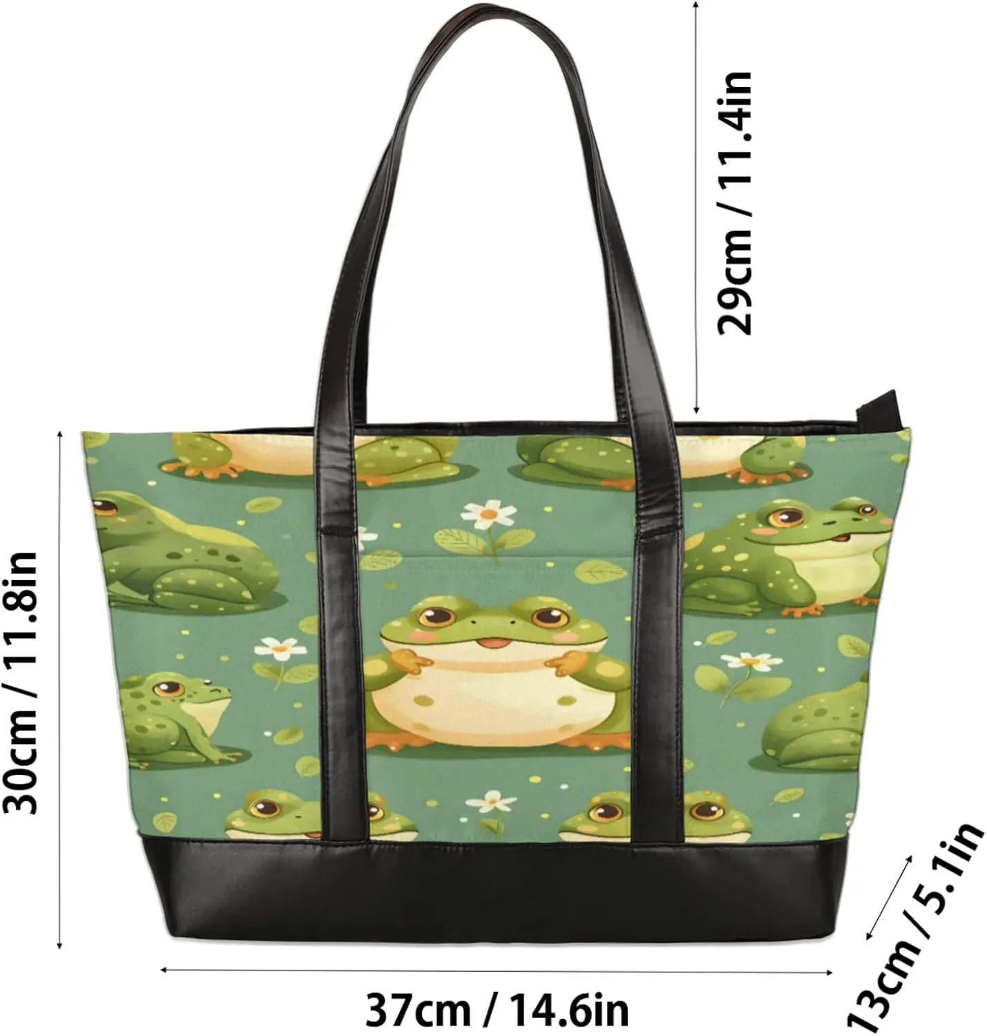 Women Tote Bag with Zipper, Shopper Handbag Travel Purse, PU Leather Laptop Tote Bags, Weekender Bags