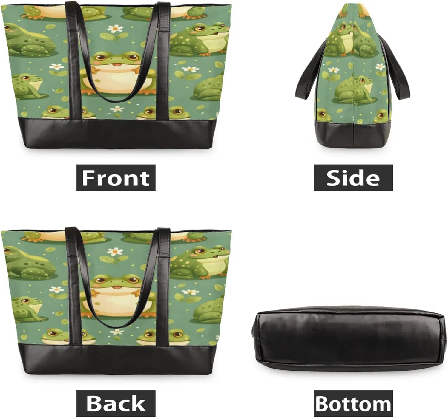 Women Tote Bag with Zipper, Shopper Handbag Travel Purse, PU Leather Laptop Tote Bags, Weekender Bags