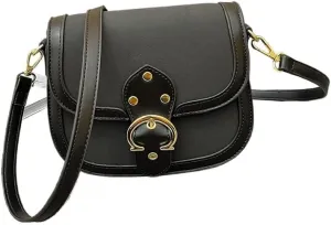 Women's bag frosted saddle bag underarm bag shoulder crossbody bag(Black)