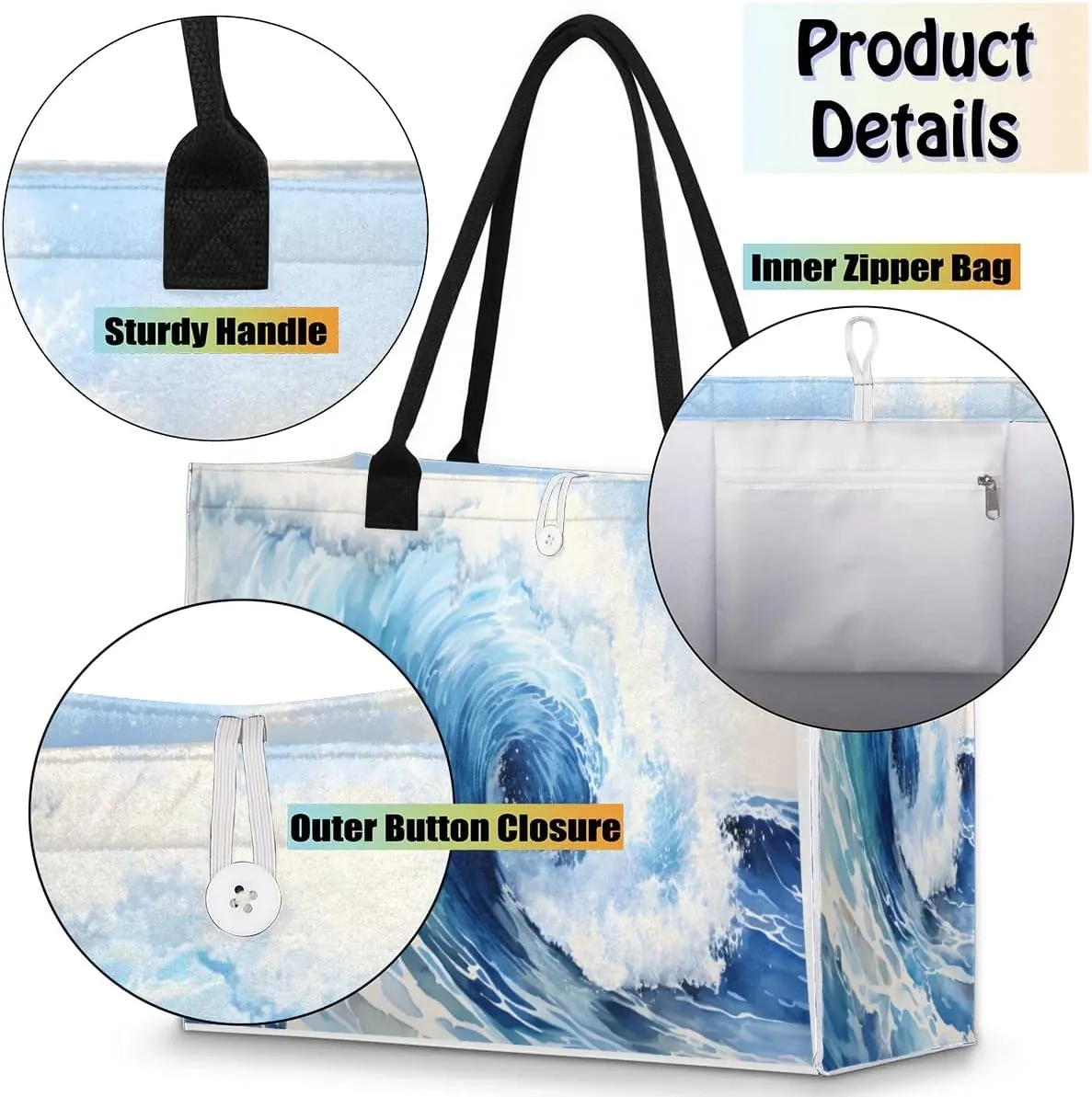 Womens Birthday Gifts Tote Bag Deep Sea Water Beach Bags for Women Handbags