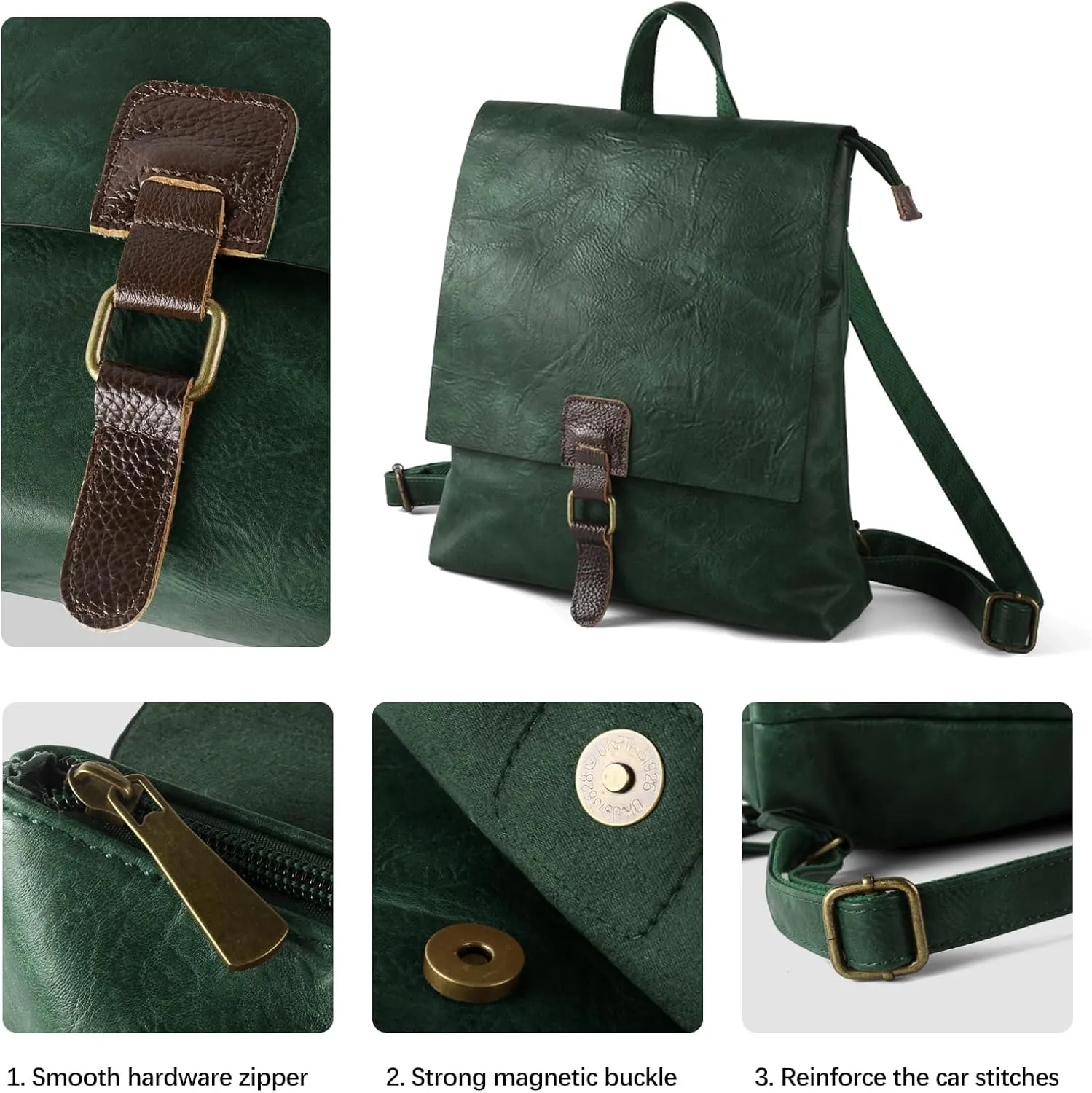 Women's Fashion Backpack Purse Multipurpose Design Convertible Satchel Handbags Shoulder Bag Travel bag (Green)