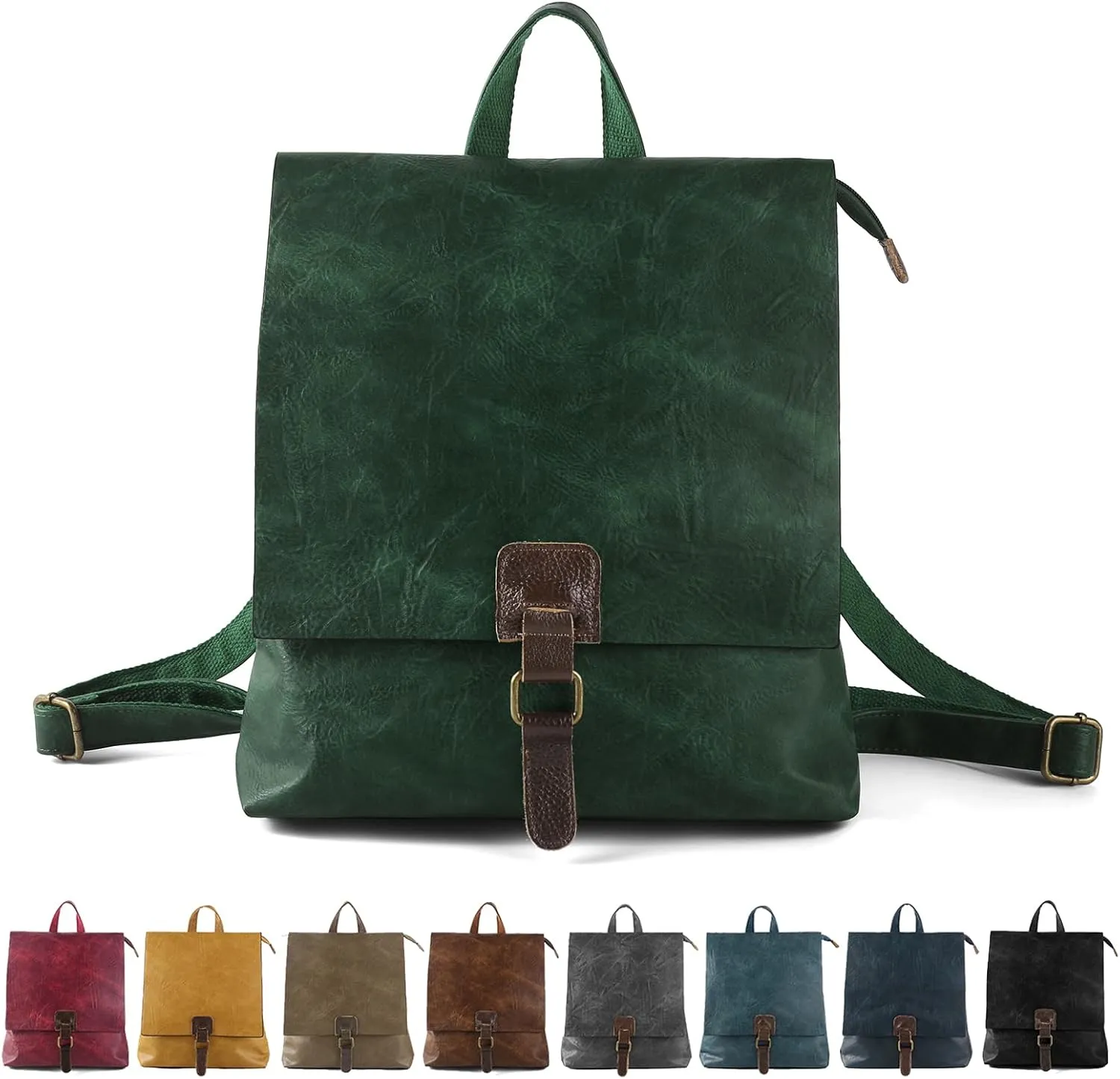 Women's Fashion Backpack Purse Multipurpose Design Convertible Satchel Handbags Shoulder Bag Travel bag (Green)
