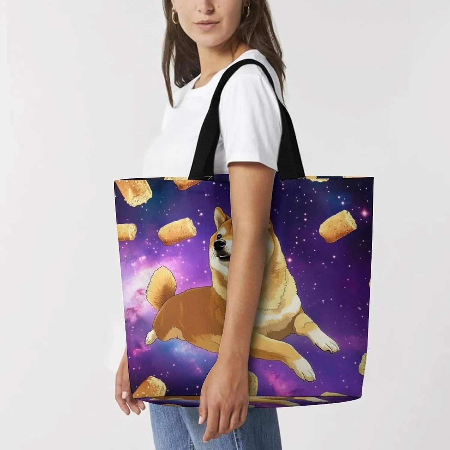 Womens Grocery Bag, Large Capacity Tote Bags Portable Reusable Shopping Shoulder Bag