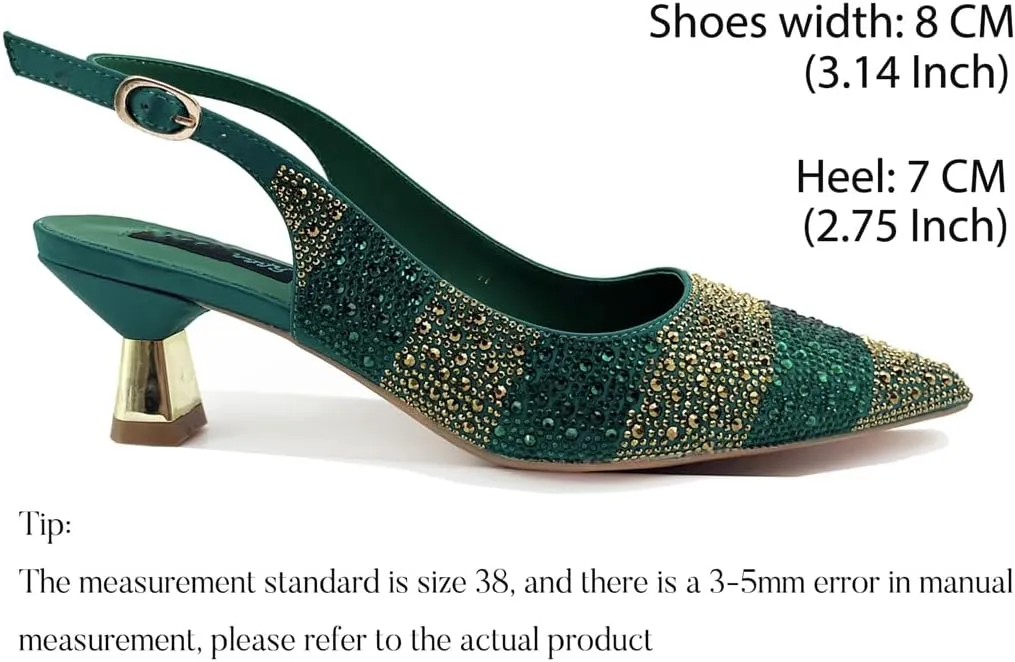 Women’S Italian Design Rhinestone Heels and Handbag Set with Strange Style Heel for Elegant Party Wear