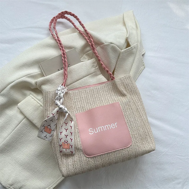 Women's Large Capacity Fashion Woven Spring Straw Crossbody Bags